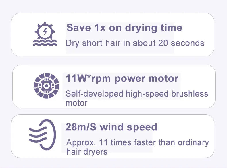 110,000 RPM Ionic Hair Dryer  Fast-Drying & Quiet Design